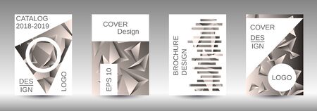 Modern design template. A set of modern abstract covers. Creative beige triangle element vector. Geometric booklet cover template design.のイラスト素材