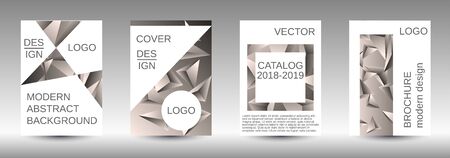 Minimum vector coverage. A set of modern abstract covers. Creative beige triangle element vector. Geometric booklet cover template design.のイラスト素材