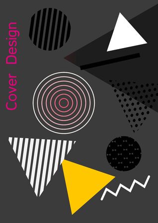 Modern design template. Abstract background in the style of Memphis.  Artistic geometric cover design. Fashionable  cover, banner, poster, booklet. Creative colors backgrounds.のイラスト素材