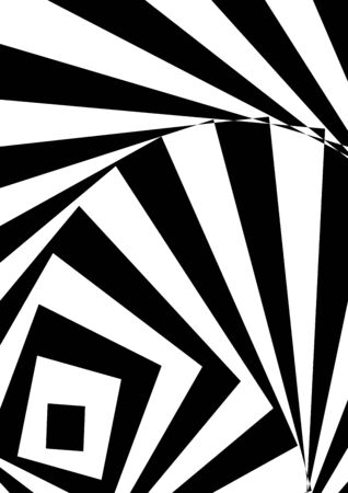 Optical contrast abstract background with distorted lines. Black and white striped psychedelic background. Abstract vector illustration. You can use for design covers, postcards, posters.のイラスト素材