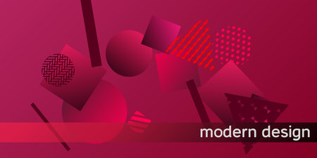 Futuristic retro 3D geometric design.  Minimal universal banner templates in memphis style. Dynamic...