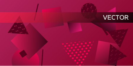Geometric red abstract background with trendy isometric shapes. Minimal universal banner templates...