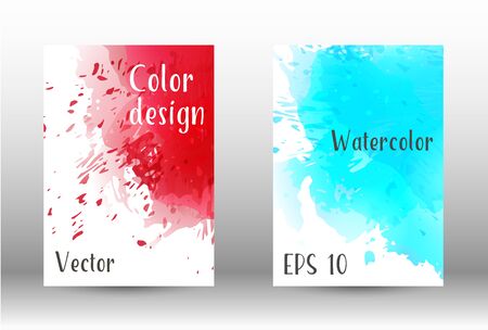 Design cover with a picture of watercolor spray. A set of rectangular objects for the design of a cover, a poster, a banner, a notebook, an album. Vector. EPS 10.のイラスト素材