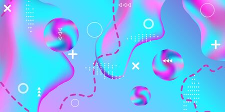 Summer sound poster design of a music festival. Bright smooth mesh is blurred by a futuristic pattern in pink, blue, green, yellow, purple tones. Colorful rainbow gradient.のイラスト素材