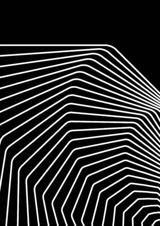 Optical contrast abstract background with distorted lines. Black and white striped psychedelic background. Abstract vector illustration. You can use for design covers, postcards, posters.のイラスト素材