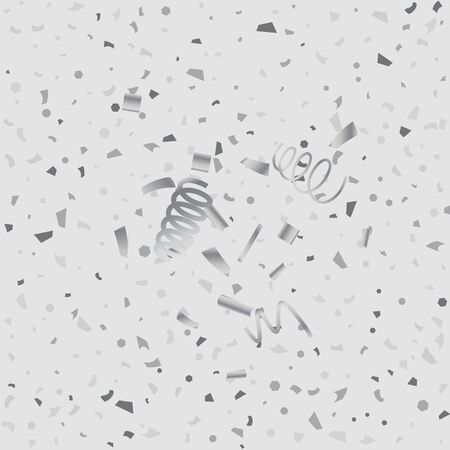 Silver glitter confetti. Light background. White abstract texture. Vector abstract graphic design. New Year Christmas. Silver glitter background. Vector elegant invitation template.のイラスト素材