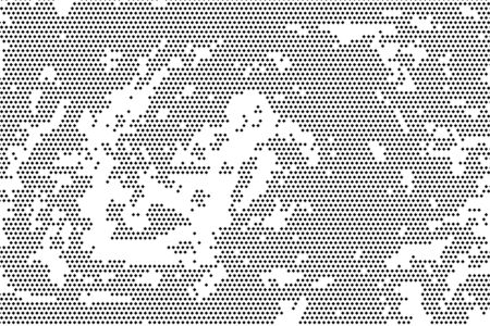 Black grunge halftone vector background in retro style on a white halftone background. Vector pattern abstract geometric art background.のイラスト素材