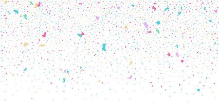 Abstract flying confetti. Falling confetti background. Random glitter shine on a white background. Suitable for your design, cards, invitations, gifts.のイラスト素材