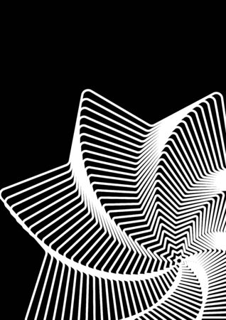 Optical contrast abstract background with distorted lines. Black and white striped psychedelic background. Abstract vector illustration. You can use for design covers, postcards, posters.のイラスト素材