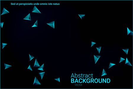 Triangular background. Abstract composition of 3d confetti triangles. Futuristic geometric background. 3D vector illustration. Emerald three-dimensional triangle in space.のイラスト素材