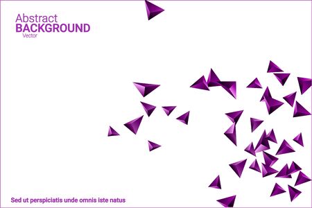 Triangular background. Abstract composition of 3d confetti triangles. Futuristic geometric background. 3D vector illustration. Violet three-dimensional triangle in space.のイラスト素材