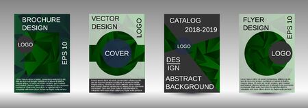 Modern design template. A set of modern abstract covers. Creative green triangle element vector. Geometric booklet cover template design.のイラスト素材