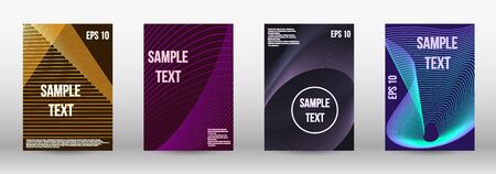 Modern abstract background. A set of modern abstract oblong objects from vector abstract lines. Geometric template with lines for booklet cover. Trendy geometric patterns. EPS10 Vector Design.のイラスト素材