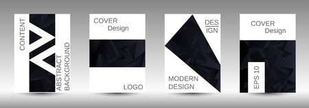Minimum vector coverage. A set of modern abstract covers. Creative black triangle element vector. Geometric booklet cover template design.のイラスト素材