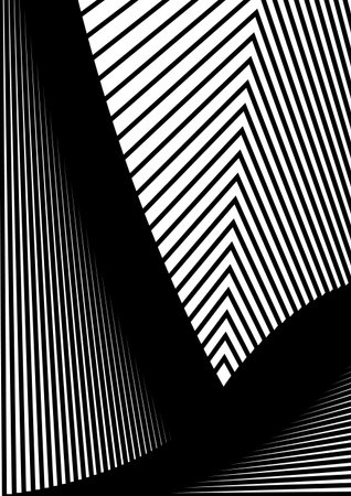 Optical contrast abstract background with distorted lines. Black and white striped psychedelic...