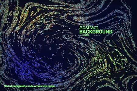 Multicolored confetti dots on a black background. Luxury holiday background. Shiny grainy abstract texture shimmers on a dark background. Design element. Vector illustrationのイラスト素材