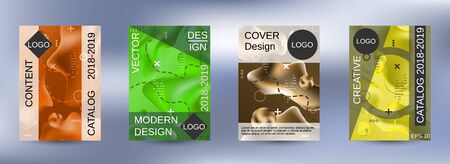 Modern abstract background. A set of modern abstract covers. Colorful rainbow gradient. Smooth banner template.のイラスト素材