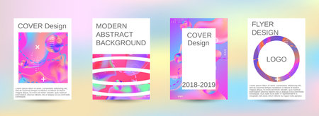 Modern design template. Creative fluid backgrounds. A set of modern abstract covers. Colorful rainbow gradient. Smooth banner template.のイラスト素材
