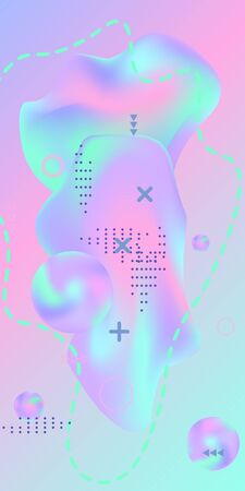 Trendy creative vector space gradient. Abstract vector cover.  A bright smooth grid is blurred by a futuristic pattern in pink, blue, green, yellow, purple.のイラスト素材