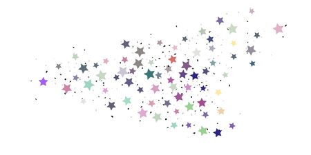 Starry Confetti. Multicolored random stars confetti background. Bright design template. Vector pattern with colored stars. Suitable for your design, cards, invitations, gift, VIP.のイラスト素材