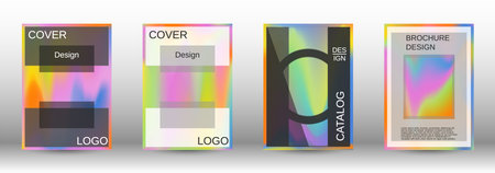 Minimum vector coverage. Futuristic gradient set. Creative fluid backgrounds from current forms. Promotion banner concept. Vector flat illustration.のイラスト素材