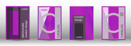Purple modern design template in trendy style. Trendy flat illustration with modern design template. Advertising concept. Futuristic backdrop.  Line pattern. Color set.のイラスト素材