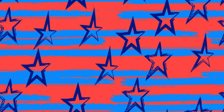 Colored stripes and stars. Simpless. Fashion watercolor striped design. Hand drawn lines in a watercolor style. Fabric, textile design, wrapper, cover.のイラスト素材