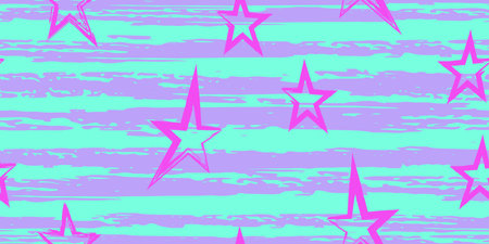 Grunge stripes with painted stars. Simpless. Fashion watercolor striped design. Hand drawn lines in a watercolor style. Fabric, textile design, wrapper, cover.のイラスト素材