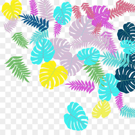 Vector tropical pattern from colorful foliage. Festive decoration. Beautiful spring garden. Summer garden. Summer tropical leaf. Natural spring style.のイラスト素材