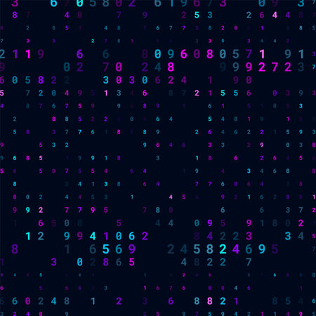 A modern design for digital wallpaper design. Concept business background. Abstract technical background of neon numbers on black. Illustration of the concept of a hacker. Computer code data. Vector.のイラスト素材