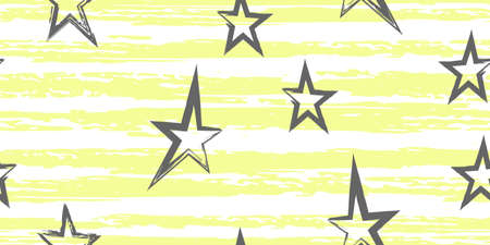 Grunge stripes with painted stars. Simpless. Fashion watercolor striped design. Hand drawn lines in a watercolor style. Fabric, textile design, wrapper, cover.のイラスト素材
