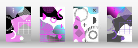 Modern memphis background set covers, great design for any purposes. Colorful trendy illustration....