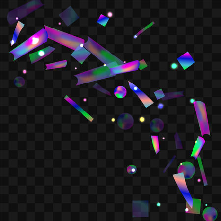 Hologram Confetti. Great design for any purposes.  Banner template. Blur background. Blurred concept. Colorful space background. Holiday, birthday.のイラスト素材