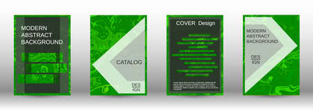 Green pattern with lava shapes.Modern case set. Abstract marble pattern. Bright illustration consisting of blurred lines, circles. Template for your business design.のイラスト素材