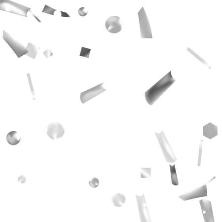 Silver confetti. Vivid blur effect. Festive foil. Great design for any purpose. Holiday, birthday. Silver sequins. Light glare.のイラスト素材