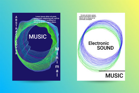 Set modern abstract musical, great design for any purposes. Business abstract presentation concept. Web banner layout template. Technology vector illustration. Music abstract background.のイラスト素材