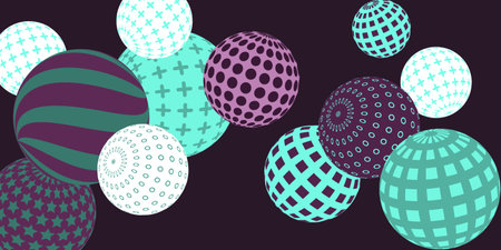 Retro 3d illustration abstract balls, great design for any purposes. Modern cover concept. Vector technology background. Abstract bright wallpaper. 3d geometric shape illustration.のイラスト素材