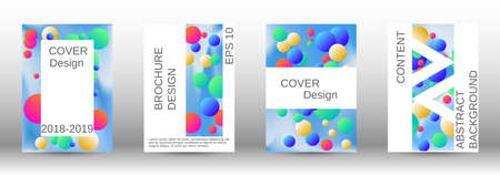 Liquid poster with round shapes. A set of modern abstract covers. Future futuristic template with abstract balls for design of banner, poster, booklet, report, magazine.のイラスト素材