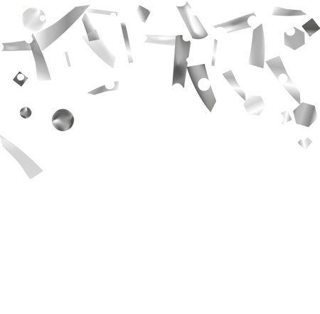 Silver confetti. Vivid blur effect. Festive foil. Great design for any purpose. Holiday, birthday. Silver sequins. Light glare.のイラスト素材