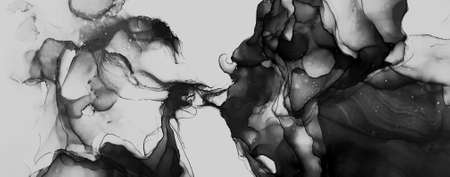 Banner. Abstract Effect. Vintage illustration with grayscale watercolor for decoration design. Modern art. Silver smear surface. Abstract print.の写真素材