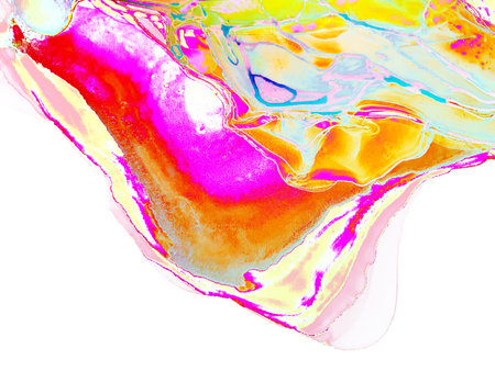 Alcohol ink. Beautiful cartoon background with a magical fairy tale design in blue, pink, blue...