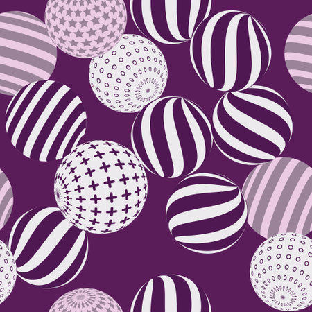 Retro 3d illustration of abstract balls, great design for any purpose. Modern poster for cover design. Vector seamless technology background. Background wall design.のイラスト素材