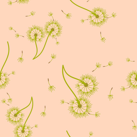 Dandelion background your design. Abstract floral seamless pattern.のイラスト素材