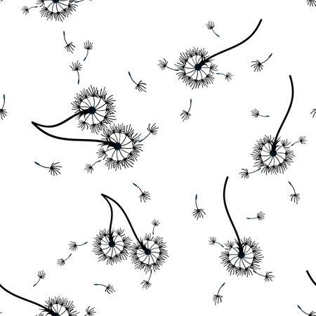 Dandelion seamless background for cover, packaging, fabric decorative design. Abstract vector design element. Floral seamless background. abstract texture.のイラスト素材