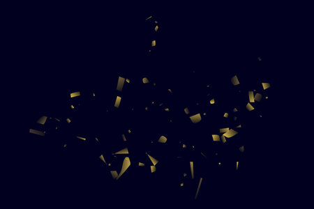 Abstract golden confetti. Glowing background. Random sequins shine on a black background. Dark sky shining with sparkles. Flying confetti. Suitable for your design, cards, invitations, gifts.のイラスト素材