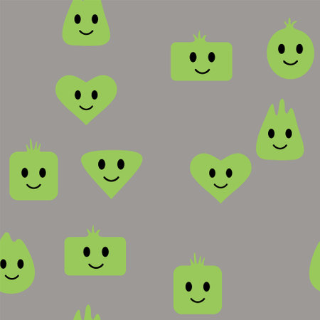 Seamless vector pattern with funny emoticons. Happy emoji pattern in cartoon style. Great design for any purpose.のイラスト素材