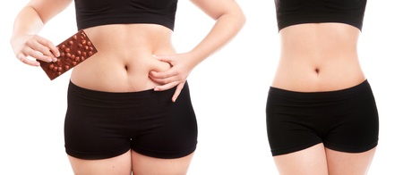 Woman s body before and after a dietの写真素材