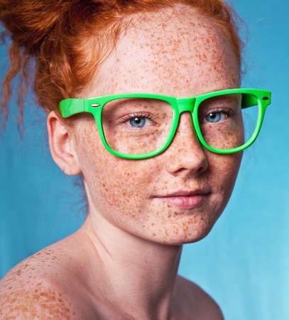 Lovely freckled girlの写真素材
