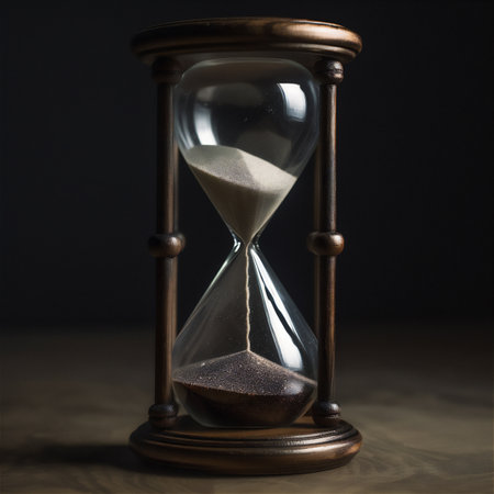 Classic hourglass on a dark background. High quality photoの素材