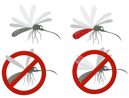 Mosquito and anti mosquito sign.のイラスト素材